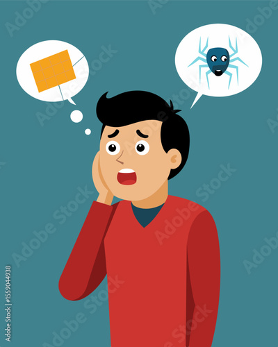 He realized too late that the web of harmful language had been slowly ensnaring him all along.. Vector illustration
