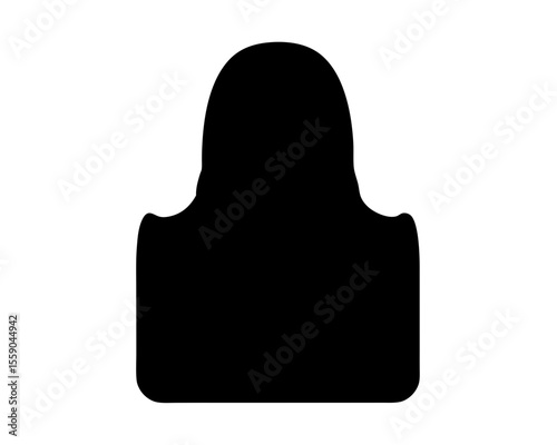 Isolated black silhouette on white background resembling a person or a shape