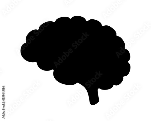 Brain Silhouette Representing Intelligence, Thought, and Cognitive Processes in Black and White