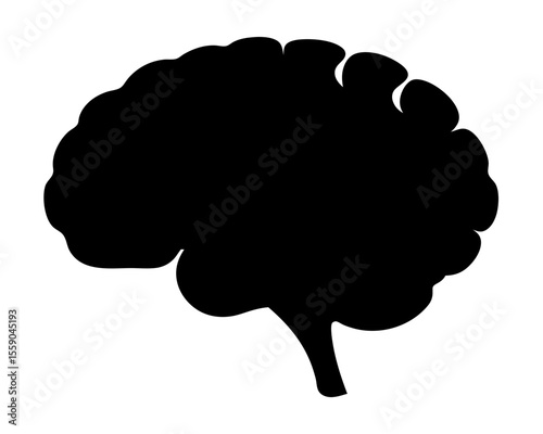 Stylized silhouette of the human brain against a crisp white background