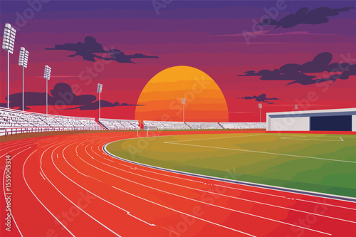 Sunset stadium running track and field competition