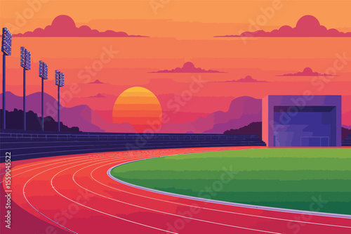 Sunset stadium running track and field athletic competition