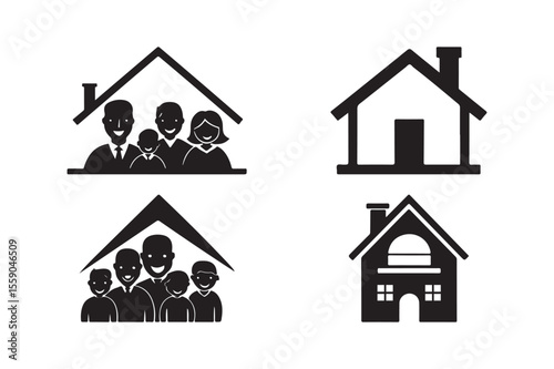 Family and home icons representing shelter and belonging