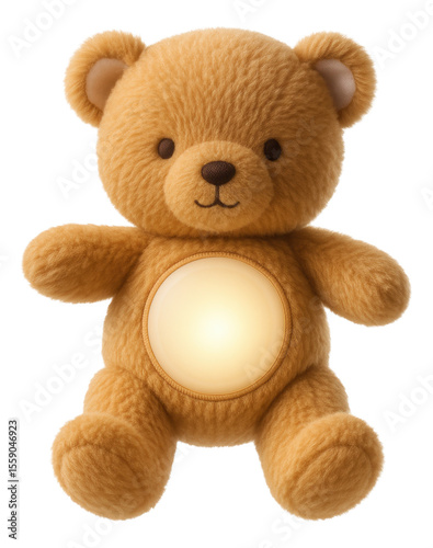 A smart nightlight embedded in a plush teddy bear, comforting for a toddler's room.