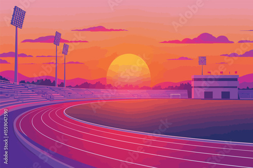 Sunset stadium running track and field competition