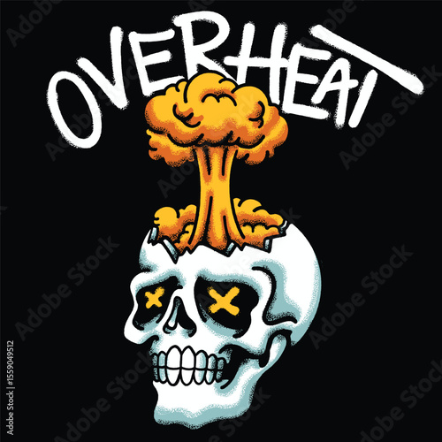 Skull With Explosion for streetwear illustration