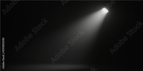 Bright blue stage spotlight illuminates the dark theater, a glowing artistic backdrop for a music show