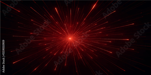 abstract neon light streaks radiating from the center on a dark background, evoking themes of technology, big data, and bots.