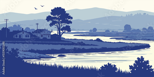 California Inland Visuals - Antioch Suburban Homes Silhouette