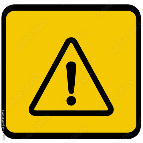 Yellow warning sign with exclamation mark inside triangle.  Safety alert symbol indicates caution and risk prevention.
