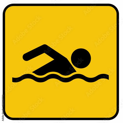 Water safety icon. Simple pictogram depicts person swimming in water.  Design for World Drowning Prevention Day awareness campaign.