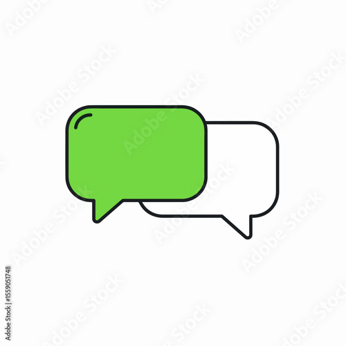 World Emoji Day celebration with two speech bubbles. Green and white chat bubbles symbolize online communication and messaging for social media posts.
