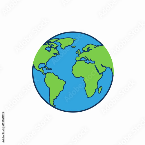 Earth Day illustration. Green planet globe icon for environmental protection campaign. Earth Day concept image for conservation awareness.