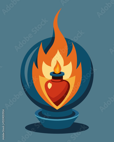 As the gas flame within the heart grew dim so did the spirit of its owner.. Vector illustration