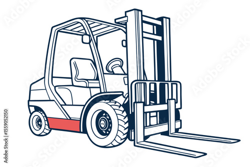 Bold Illustration of a Forklift Truck Ready for Heavy Lifting and Warehouse Operations