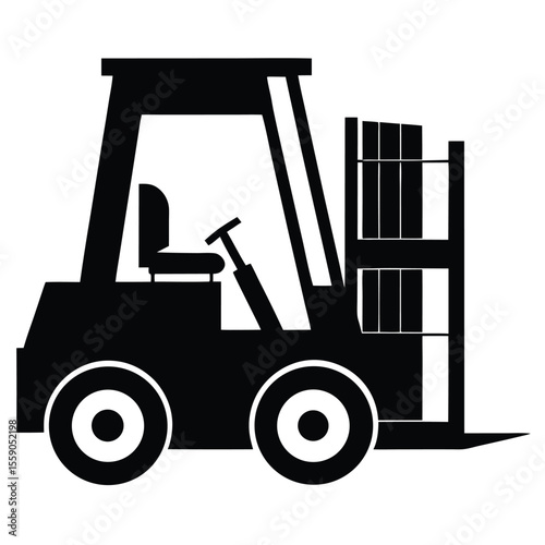 Forklift Truck Silhouette Delivering Heavy Pallets A Symbol of Industrial Efficiency and Logistics Solutions for Modern Warehousing