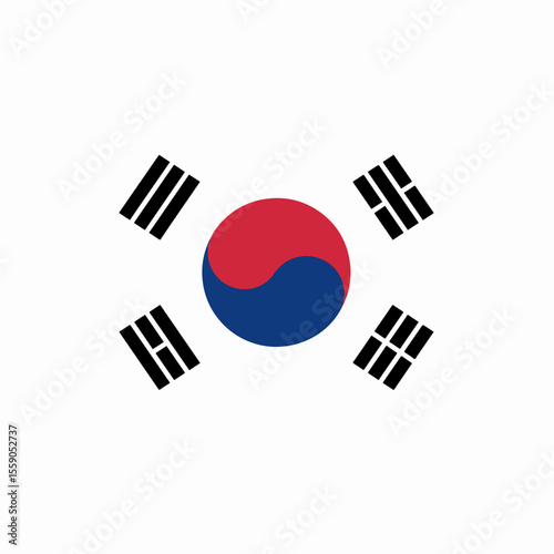 South Korean flag image. National flag of South Korea for patriotic designs.