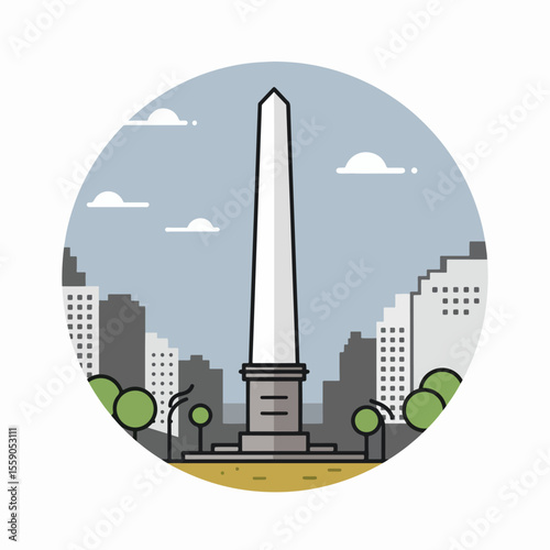 Independence Day in Argentina is commemorated at iconic landmark, as illustrated in this Obelisco de Buenos Aires drawing.