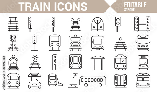 Vector Train Icons for Railway, Transportation, and Urban Planning Projects
