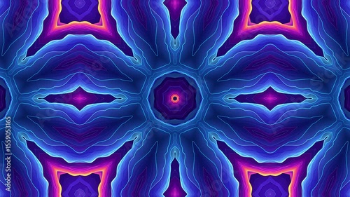 Abstract kaleidoscopic pattern with vibrant colors