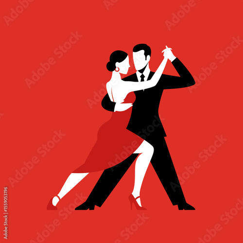 Independence Day in Argentina tango dance of couple in red, celebrating culture of Argentina. Independence Day in Argentina celebration includes elegant dance moves, passionate performance,