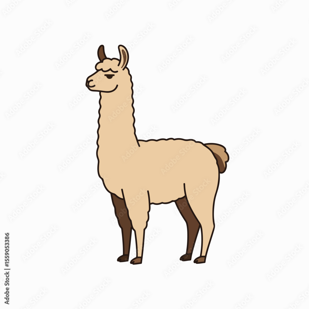 Fototapeta premium Independence Day in Peru celebration with illustration of a llama, traditional animal, on white background. Independence Day in Peru illustration symbolizes the country's heritage and culture,