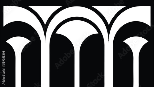 Elegant architectural arch design in white against a transparent background ideal for branding