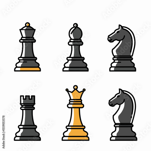 International Chess Day features iconic chess pieces in clean, simple style, perfect for educational and promotional content.