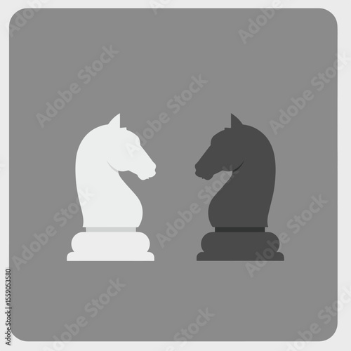 Celebrating International Chess Day with knight pieces on a gray board. International Chess Day reminds of strategy games and chess figures. International Chess Day is a celebration, chess sport,