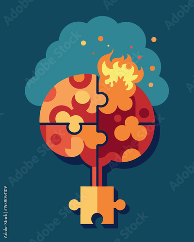 Like a puzzle with missing pieces my gaslit brain struggled to form a complete picture hindered by the flickering light.. Vector illustration