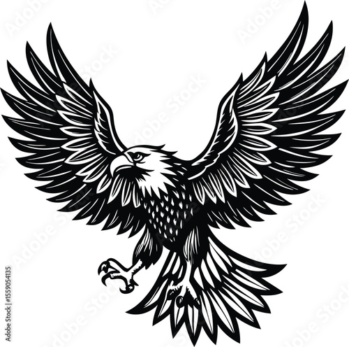 eagle tattoo vector / Realistic eagle flying with wings fully spread vector illustration