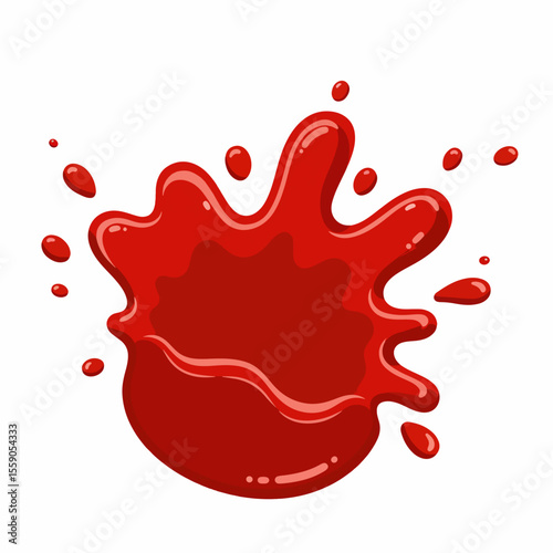 Celebrate National Hot Dog Day with ketchup splash, cartoon illustration of festive condiment for hotdogs. National Hot Dog Day holiday-themed design showcases red splash,