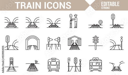 Various Train Icons for Urban and Transportation Projects

