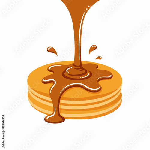 Celebrating National Ice Cream Day in USA with stack of pancakes and syrup, food illustration. National Ice Cream Day in USA symbolizes summer sweetness and delightful treats,