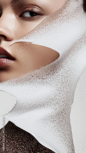 Young asian woman with skincare mask peeling effect