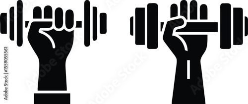 Fitness Hand with Barbell Silhouette Workout Logo Icon Design