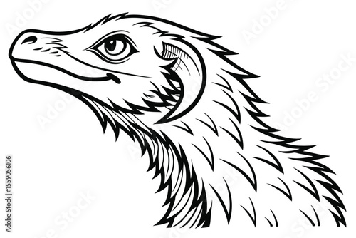 Majestic Reptilian Portrait: A Striking Black and White Lizard Illustration Showcasing Intricate Details and Bold Lines in a Captivating Composition