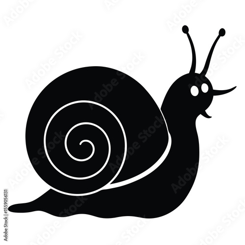 Adorable Snail Illustration Simple Black and White Cartoon Snail Design, Perfect for Kids' Projects, Stickers, and More