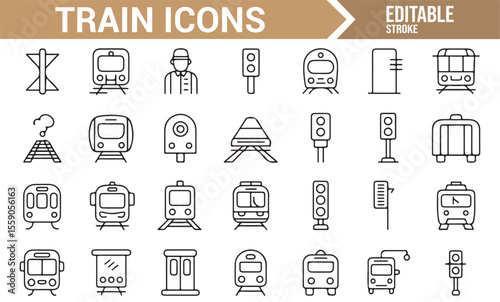 High-Speed Train and Transportation System Icons