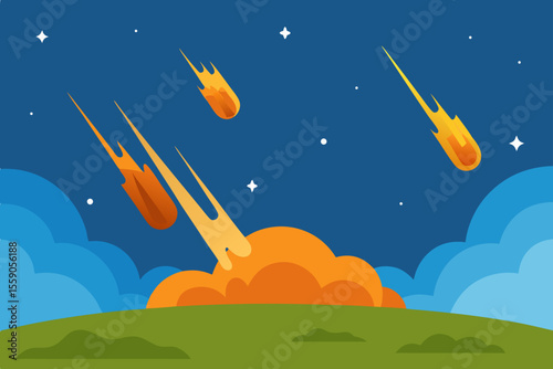 Here's a single sentence for naming your image:

Fantasy night landscape with a mystical moon, stars, and cosmic elements, perfect for text or illustration