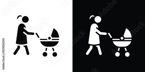 Woman with Baby Stroller icon vector design element vector eps 10