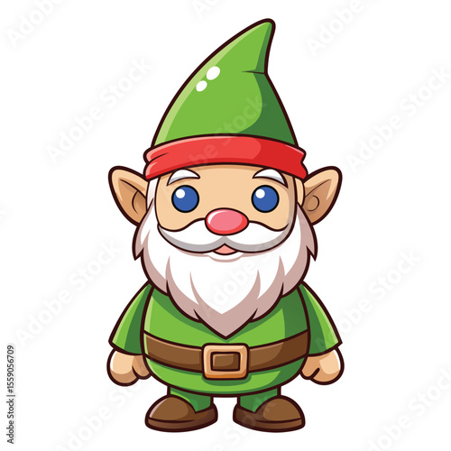 Cute cartoon Gnome on white background