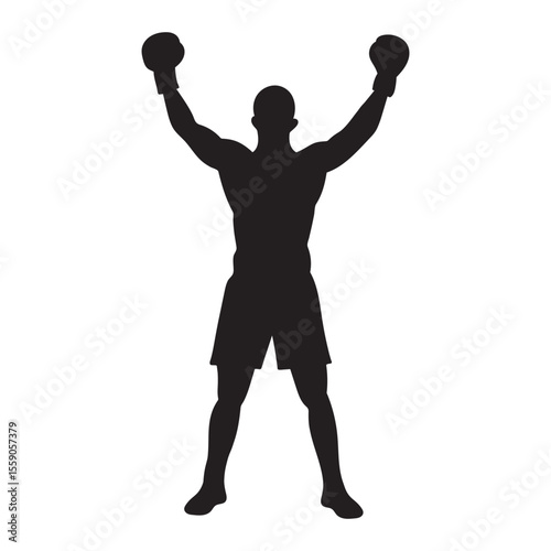 Stylized silhouette of a boxer, showcasing form, technique, and athleticism in the sport of boxing. Vector illustration