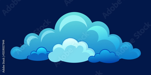 Blue sky with cartoon clouds vector pattern, a seamless cloudscape illustration