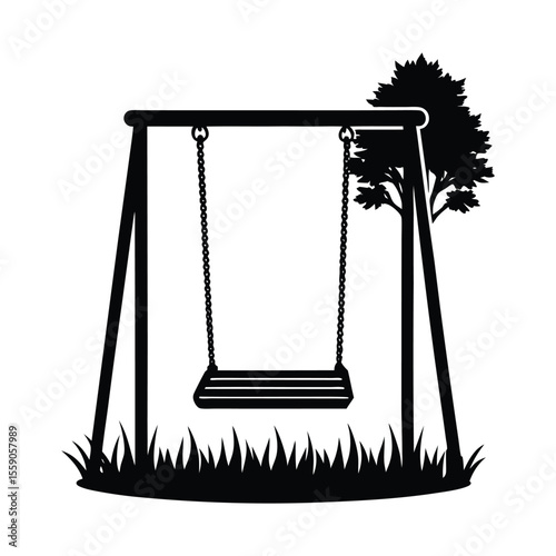 Lonely Swing Set Silhouette at Still Dusk