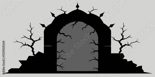 Here's a concise description:

Urban night illustration featuring vector silhouettes of a man, girl, and tree against a dark city skyline
