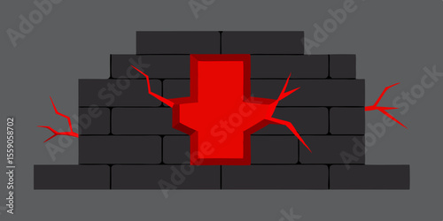 Red and white arrow symbols and red and black arrow signs are common illustrations for business, maps, and emergency health aid