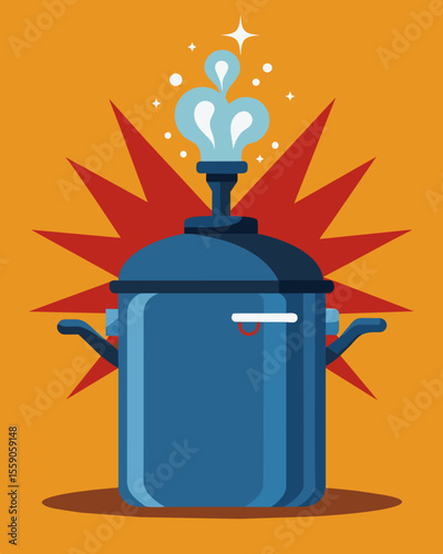The head as a pressure cooker bubbling with intense pressure and heat ready to blow its top at any moment.. Vector illustration