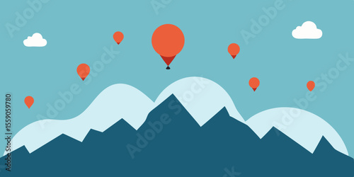 Reaching New Heights Hot Air Balloons Soaring Over Majestic Mountains
