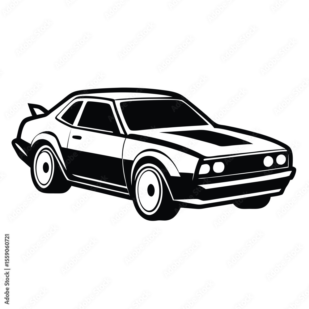 Fototapeta premium Boldly Outlined Muscle Car Depicting Automotive Design and Powerful Nostalgia Evoking Classic Era Car Enthusiast Appreciation